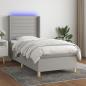 Preview: ARDEBO.de - Boxspringbett mit Matratze & LED Hellgrau 100x200 cm Stoff