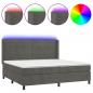 Preview: Boxspringbett mit Matratze & LED Dunkelgrau 200x200 cm Samt