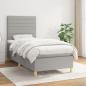 Preview: ARDEBO.de - Boxspringbett mit Matratze Hellgrau 100x200 cm Stoff