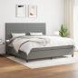 Preview: ARDEBO.de - Boxspringbett mit Matratze Dunkelgrau 200x200 cm Stoff