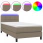 Preview: Boxspringbett mit Matratze & LED Taupe 90x200 cm Stoff