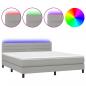 Preview: Boxspringbett mit Matratze & LED Hellgrau 180x200 cm Stoff