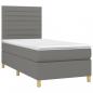 Preview: Boxspringbett mit Matratze & LED Dunkelgrau 90x200 cm Stoff