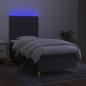 Preview: Boxspringbett mit Matratze & LED Dunkelgrau 90x200 cm Stoff