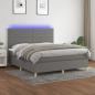 Preview: ARDEBO.de - Boxspringbett mit Matratze & LED Dunkelgrau 180x200 cm Stoff