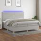 Preview: ARDEBO.de - Boxspringbett mit Matratze & LED Hellgrau 200x200 cm Stoff