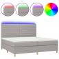 Preview: Boxspringbett mit Matratze & LED Hellgrau 200x200 cm Stoff