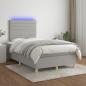 Preview: ARDEBO.de - Boxspringbett mit Matratze & LED Hellgrau 120x200 cm Stoff