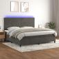 Preview: ARDEBO.de - Boxspringbett mit Matratze & LED Dunkelgrau 200x200 cm Samt