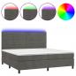 Preview: Boxspringbett mit Matratze & LED Dunkelgrau 200x200 cm Samt