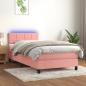 Preview: ARDEBO.de - Boxspringbett mit Matratze & LED Rosa 90x200 cm Samt