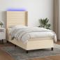 Preview: ARDEBO.de - Boxspringbett mit Matratze & LED Creme 100x200 cm Stoff