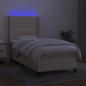 Preview: Boxspringbett mit Matratze & LED Creme 100x200 cm Stoff