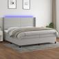 Preview: ARDEBO.de - Boxspringbett mit Matratze & LED Hellgrau 200x200 cm Stoff