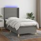 Preview: ARDEBO.de - Boxspringbett mit Matratze & LED Dunkelgrau 90x200 cm Stoff