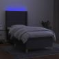 Preview: Boxspringbett mit Matratze & LED Dunkelgrau 90x200 cm Stoff