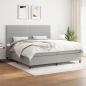 Preview: ARDEBO.de - Boxspringbett mit Matratze Hellgrau 200x200 cm Stoff