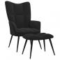 Preview: ARDEBO.de - Relaxsessel mit Hocker Schwarz Samt