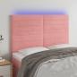 Preview: ARDEBO.de - LED Kopfteil Rosa 144x5x118/128 cm Samt