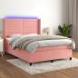 Preview: ARDEBO.de - Boxspringbett mit Matratze & LED Rosa 140x190 cm Samt