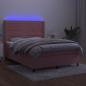 Preview: Boxspringbett mit Matratze & LED Rosa 140x190 cm Samt