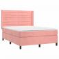 Preview: Boxspringbett mit Matratze & LED Rosa 140x190 cm Samt