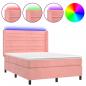 Preview: Boxspringbett mit Matratze & LED Rosa 140x200 cm Samt