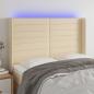 Preview: ARDEBO.de - LED Kopfteil Creme 147x16x118/128 cm Stoff 