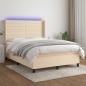 Preview: ARDEBO.de - Boxspringbett mit Matratze & LED Creme 140x200 cm Stoff