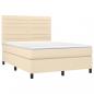 Preview: Boxspringbett mit Matratze Creme 140x200 cm Stoff