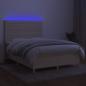 Preview: Boxspringbett mit Matratze & LED Creme 140x190 cm Stoff