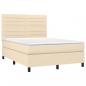 Preview: Boxspringbett mit Matratze & LED Creme 140x200 cm Stoff