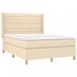 Preview: Boxspringbett mit Matratze Creme 140x200 cm Stoff