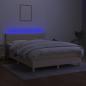 Preview: Boxspringbett mit Matratze & LED Creme 140x200 cm Stoff