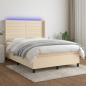 Preview: ARDEBO.de - Boxspringbett mit Matratze & LED Creme 140x190 cm Stoff