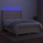 Preview: Boxspringbett mit Matratze & LED Creme 140x190 cm Stoff