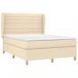 Preview: Boxspringbett mit Matratze Creme 140x200 cm Stoff