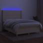 Preview: Boxspringbett mit Matratze & LED Creme 140x190 cm Stoff