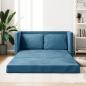 Preview: ARDEBO.de - Bodensofa mit Schlaffunktion Blau 122x204x55 cm Samt