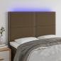 Preview: ARDEBO.de - LED Kopfteil Dunkelbraun 144x5x118/128 cm Stoff