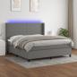 Preview: ARDEBO.de - Boxspringbett mit Matratze & LED Dunkelgrau 160x200 cm Stoff