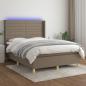 Preview: ARDEBO.de - Boxspringbett mit Matratze & LED Taupe 140x190 cm Stoff