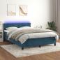 Preview: ARDEBO.de - Boxspringbett mit Matratze & LED Dunkelblau 140x190 cm Samt