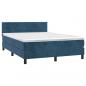 Preview: Boxspringbett mit Matratze & LED Dunkelblau 140x190 cm Samt