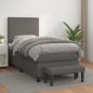 Preview: ARDEBO.de - Boxspringbett mit Matratze Grau 100x200 cm Kunstleder