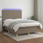 Preview: ARDEBO.de - Boxspringbett mit Matratze & LED Taupe 140x190 cm Stoff