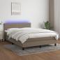 Preview: ARDEBO.de - Boxspringbett mit Matratze & LED Taupe 140x200 cm Stoff