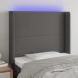 Preview: ARDEBO.de - LED Kopfteil Grau 103x16x118/128 cm Kunstleder