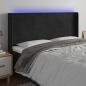 Preview: ARDEBO.de - LED Kopfteil Schwarz 183x16x118/128 cm Samt