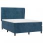 Preview: Boxspringbett mit Matratze Dunkelblau 140x190 cm Samt